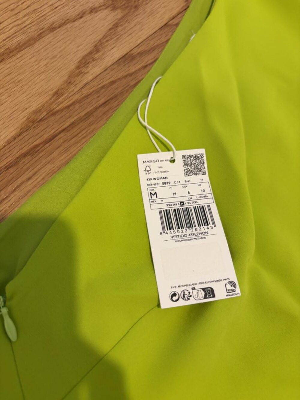 NWT Mango Lime Green One Shoulder Draped Mini Dress Size M - Picture 3 of 4